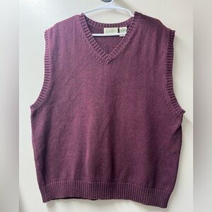 Vintage 90s St John’s Bay Maroon Burgundy Wine Sweater Vest Preppy Grandpa Sz L